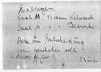 brouillon de la main de Ernst BÃ¼sse avec annotation du Docteur Joseph Brau MÃ©decin Chef du camp concernant l'organisation mÃ©dicale du camp libre